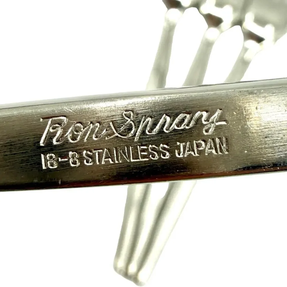 Vintage Ron Spray 18/8 Stainless Flatware Set of 4 Salad Forks 6 5/8” MCM Japan